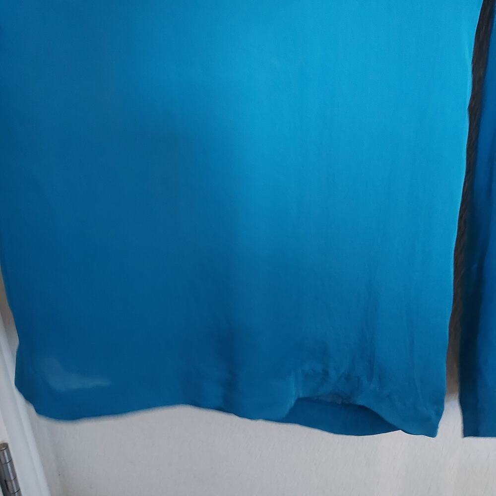 Anthropologie's Elevenses Teal Blue Super Wide Leg Palazzo Pants Pleats Size 10 - Picture 6 of 12